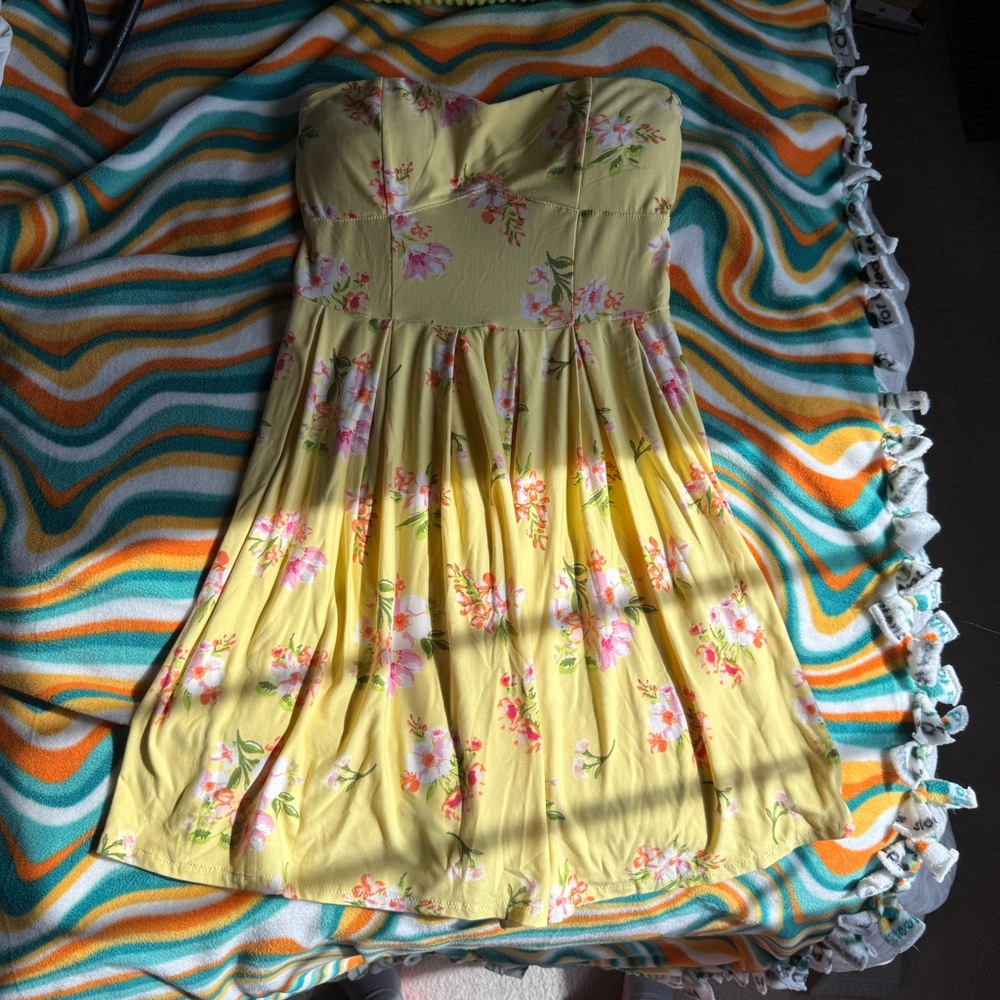 Derek Heart Yellow Floral Smocked Sundress